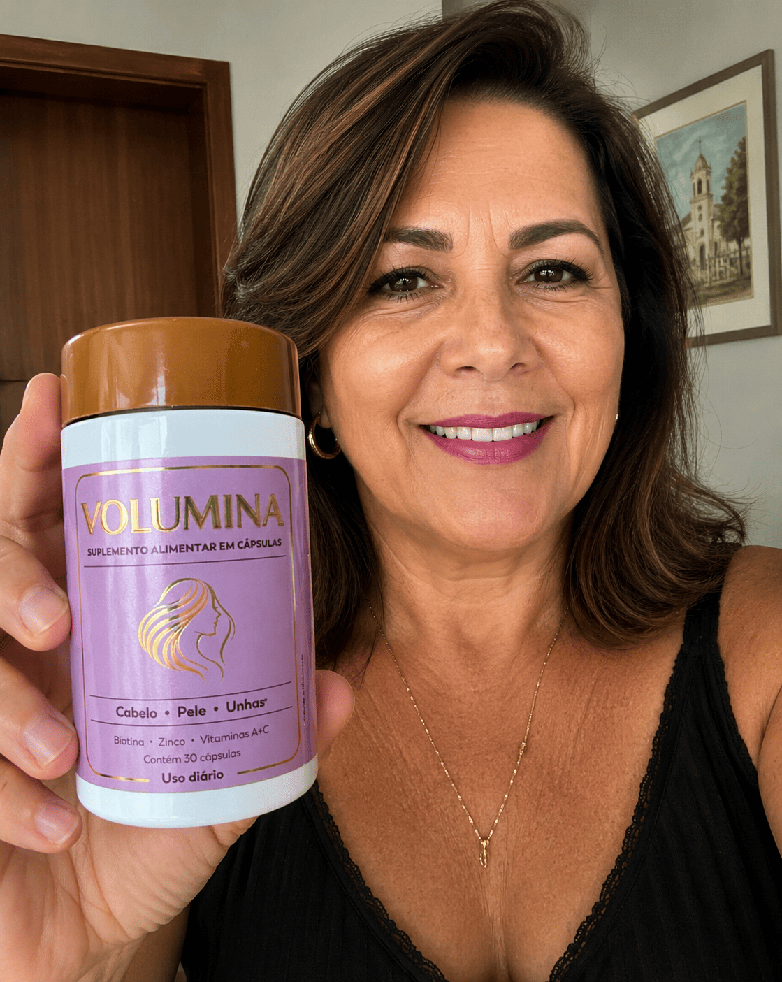 Cliente Volumina — resultado queda de cabelo na menopausa
